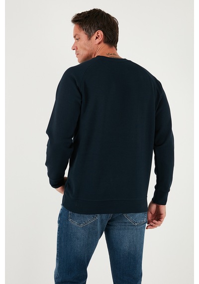 Buratti Streç Pamuklu Relaxed Fit Bisiklet Yaka Erkek Sweat 5901210 Lacivert