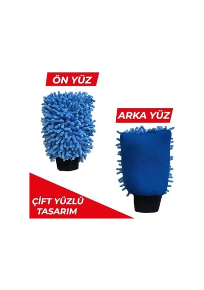 - Peluş Araba Yıkama Ve Temizlik Eldiveni, Mikrofiber Oto Yıkama Eldiven, Çift Taraflı Araç Detay Eldiveni Beyaz