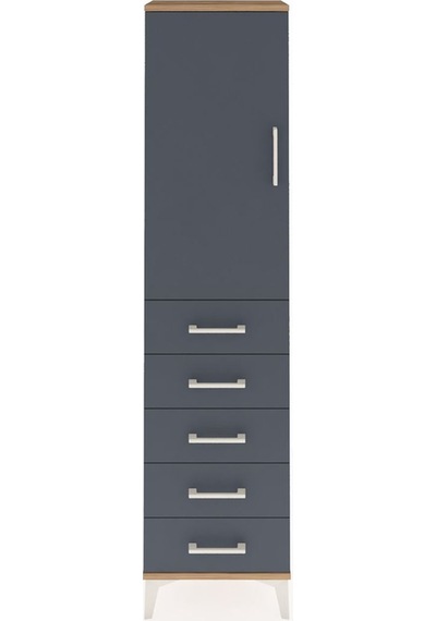 Arges Dolap 2 Raflı 5 Çekmeceli Tek Kapaklı 44x30x182 Çam-ant... Çam