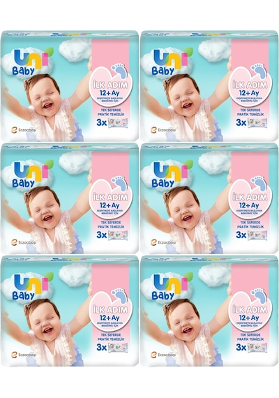 Uni Baby Islak Havlu Mendil İlk Adım 52 Yaprak 18 Li Set 6pk 3 18'li Set