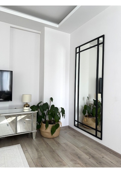 Effe Siyah Metal Çerçeveli 180x80 Cm Dekoratif Ayna 180x80siyah-b-dekor