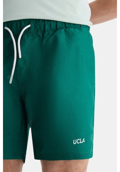 Ucla Perkıns Yeşil Deniz Şort Nakışlı Standard Fit Erkek Deniz Şort Yeşil