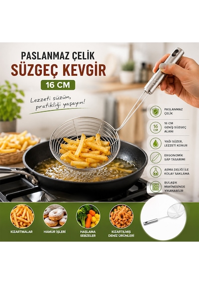 River World Paslanmaz Çelik Metal Kevgir 16 Cm Çok Renkli