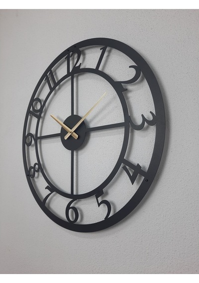 Rakamlı Metal Siyah Duvar Saati 1,5 Mm Kalınlık 60 X 60 Cm Siyah