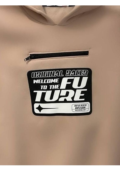 Cantoy Erkek Çocuk Önü Fermuarlı Cep Detaylı İçi Şardonlu Sweatshirt-15178 Bej