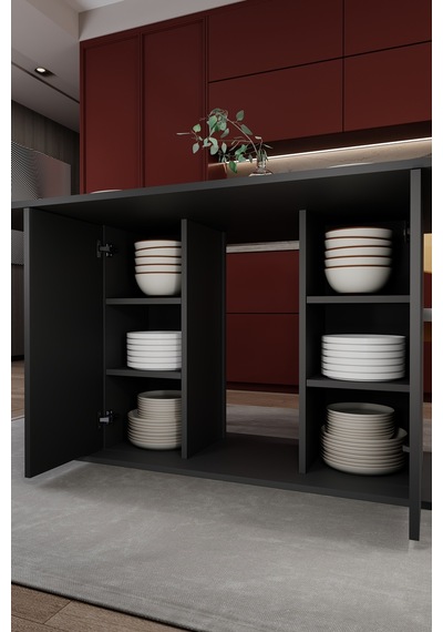 Modern Dolaplı 6 Kişilik Mutfak Yemek Masası %100 Mdf Mutfak Yemek Odası Masası Ym06 Antrasit Modern Dolaplı 6 Kişilik Mutfak Yemek Masası %100 Mdf Mutfak Yemek Odası Masası Ym06 Antrasit