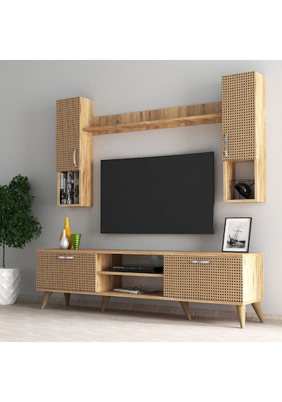 Mega 180 lik Kapaklı Raflı Tv Ünitesi Çam Hazeran Kapaklı - TVU02 Mega 180 lik Kapaklı Raflı Tv Ünitesi Çam Hazeran Kapaklı - TVU02