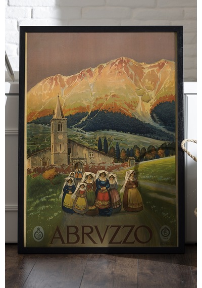 Abrvzzo Siyah Ahşap Çerçeveli Poster, Dekoratif Seyahat Duvar Tablosu