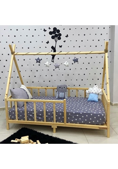 Markaawm Montessori Yatak Doğal Çam Ağacı Kızılderili 80x180 Genel