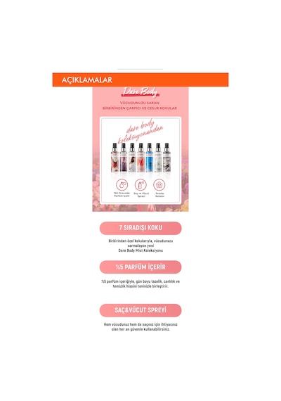 Missha Dare Body Mist Yoğun Esanslı Kalıcı Saç&Vücut Spreyi 105 ML - Pure Bed Linen