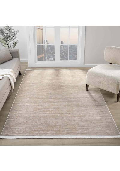 Düz Bej Kahve Yatay Çizgili Modern Halı - Ns5119kv Bej - Kahve