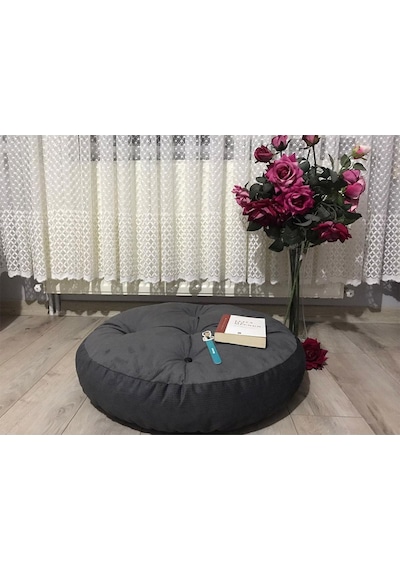 Yuvarlak Antrasit Yer Minderi 60x60 Antrasit
