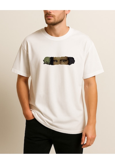 Monalisa Baskılı T-shirt Beyaz