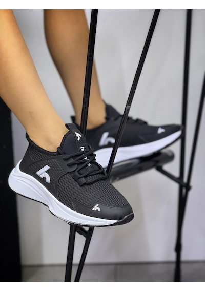 Bağcıklı Unisex Çocuk Spor Ayakkabısı-siyah-beyaz-320