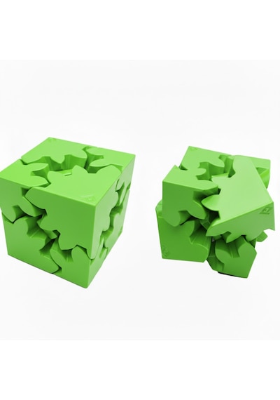 Mekanik Dişli Çarklı Zeka Küpü Hareketli Puzzle Yapı Bloğu - Eğitici Zeka Küpü Stres Oyuncağı-yeşil