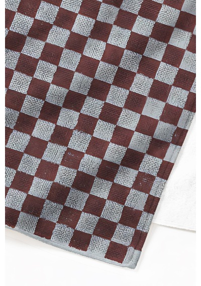 Damalı Kare Desenli Bohem Plaj Havlusu - Modern Bordo Gri Havuz Deniz Hızlı Kuruyan Mikrofiber Havlu Çiy Şafak