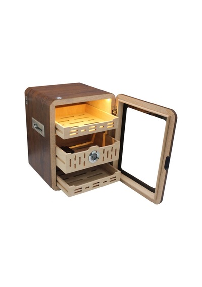 Premiumquality Las Palmas İçi Ledli Kahverengi Sedir Humidor Puro Kutusu - Tr9828