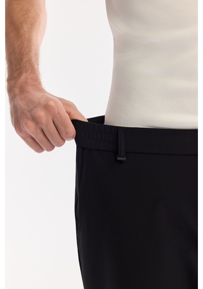 Avva Erkek Siyah Yanı Lastikli Kırışmaz Teknik Kumaş Slim Fit Chino Pantolon A61y3077