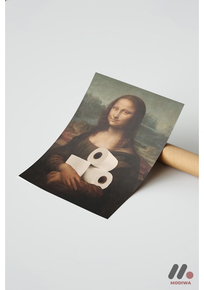 Mona Lisa Mizah Parodisi, Çerçevesiz Yüksek Kalite Duvar Afişi - Modern Ev Dekorasyonu