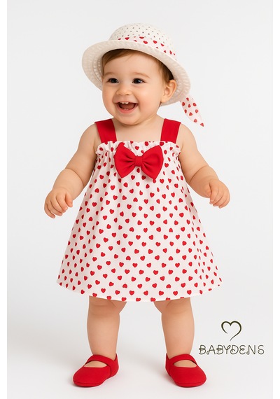 Babyden's Kız Bebek Kalp Desenli Fiyonklu Yazlık Elbise Şapkalı Takım - Kırmızı Beyaz Pamuklu Bebek Elbisesi Kırmızı - Beyaz Babyden's Kız Bebek Kalp Desenli Fiyonklu Yazlık Elbise Şapkalı Takım - Kırmızı Beyaz Pamuklu Bebek Elbisesi Kırmızı - Beyaz