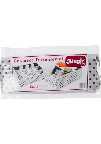 Magic Lady Magic Lady 12 Bölmeli Çekmece Içi Düzenleyici Organizer Puantiyeli Kutu Beyaz