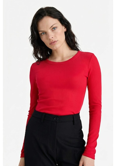 Defacto Slim Fit Basic Kırmızı Kadın Uzun Kollu T-shirt E5767ax/rd286 Kırmızı