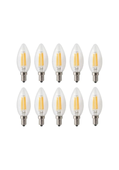 4w E14 Şeffaf Sarı Işık Mum Rustik Led Ampul 10 Adet