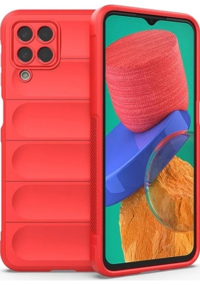 Samsung Galaxy M33 Uyumlu Silikon Kılıf - Kamera Korumalı Esnek Airbag Kapak - Kırmızı