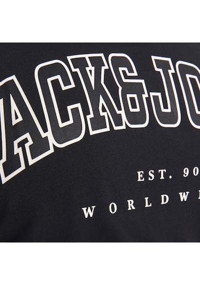 Jack & Jones Büyük Beden Sifir Yaka Kisa Kollu Tisört - Caleb - 12258871 Siyah