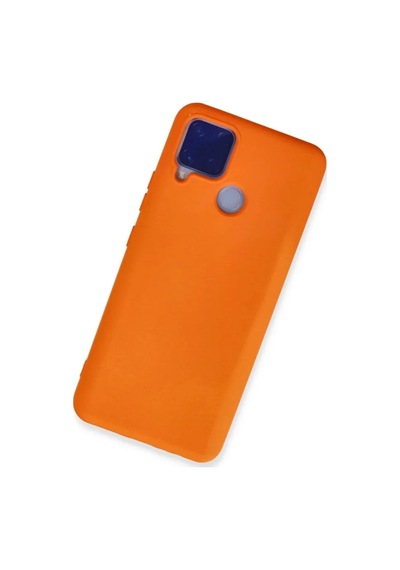 Jenerik Realme C15 Kılıf Nano İçi Kadife Silikon - Turuncu