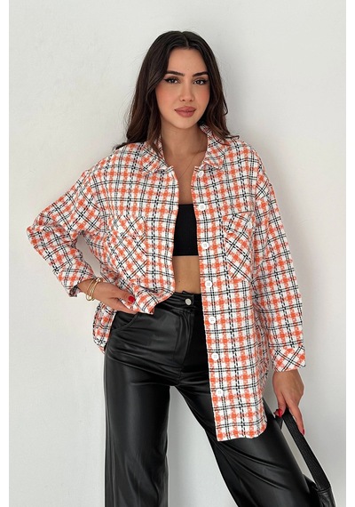 Asprin Fashion Çift Cepli Oduncu Gömlek Turuncu Turuncu