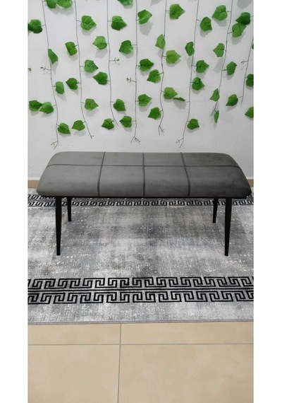 Özcan Metal Metal Ayak Metal Kasalı Bench Mutfak Salon Antre Yatak Odası Puf Bank Antrasit Gri