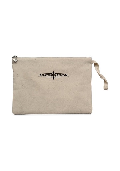 Agathodaimon Logo Krem Clutch Astarlı Cüzdan / El Çantası Krem