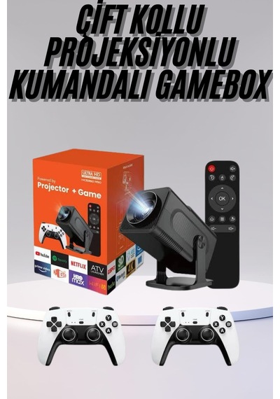 Lvsqvr Çift Kollu Game Box Projeksiyon Cihazı Kumandalı Android Tv Dahili Hoparlör 44334864