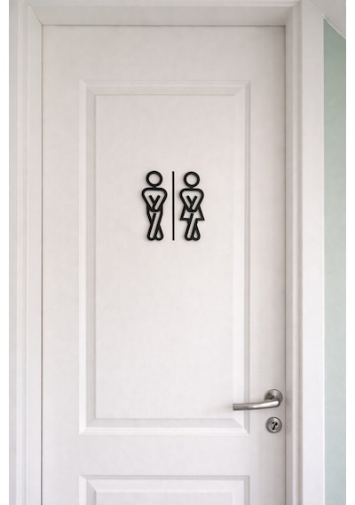 Eğlenceli Ev Ve Ofis Tuvalet Kadın Erkek 18 Cm İşaretçi Tabela Wc