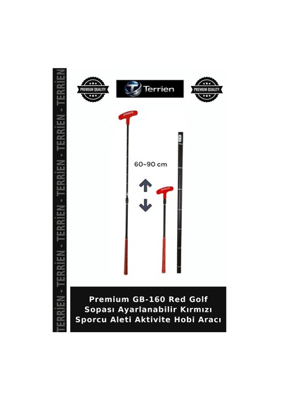 Premium Gb-160 Red Golf Sopası Ayarlanabilir Kırmızı Sporcu Aleti Aktivite Hobi Aracı