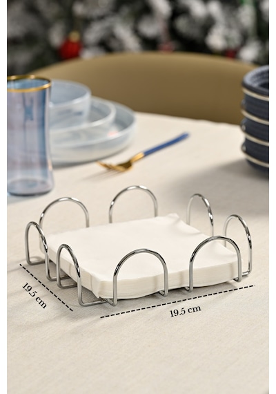 Parlak Silver 18 Cm Peçetelik Büyük Boy Peçete Standı Kafe Restoran Otel Paslanmaz Metal Gümüş
