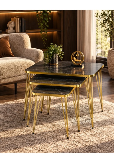 Odera Bendir Siyah Mermer Desenli Orta Sehpa Ve Zigon Sehpa 4'lü Set Metal Tel Ayaklı Modern Retro Salon Sehpası Diğer Odera Bendir Siyah Mermer Desenli Orta Sehpa Ve Zigon Sehpa 4'lü Set Metal Tel Ayaklı Modern Retro Salon Sehpası Diğer