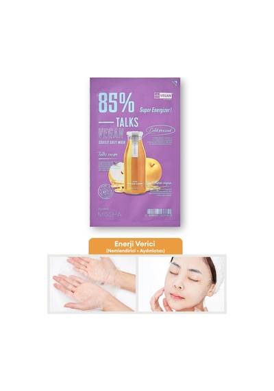 Missha Talks Vegan Squeeze Sheet Mask Canlandırıcı Vegan Yaprak Maske - Super Energizer