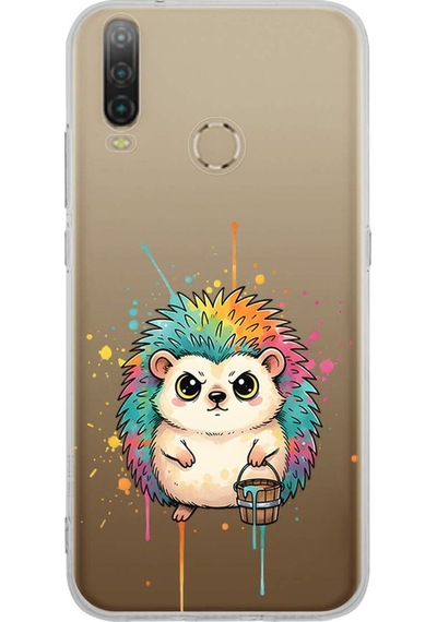 General Mobile Gm 10 İle Uyumlu Splash Kirpi Tasarımlı Şeffaf Silikon Kılıf 051f