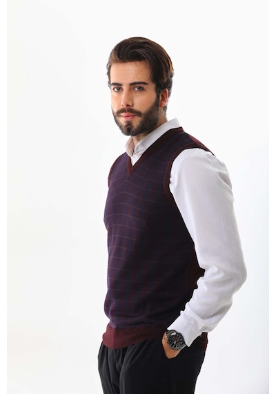 Pelikan Erkek V Yaka Yün Süveter 4p13 Bordo