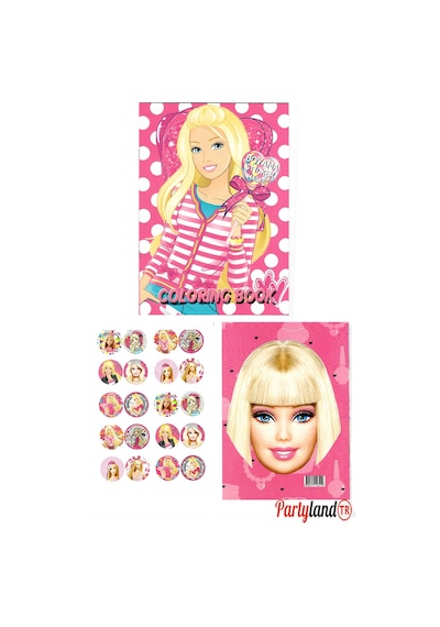 Barbie Prenses Boyama Kitabı 3'lü Boyama , Sticker , Maskeli
