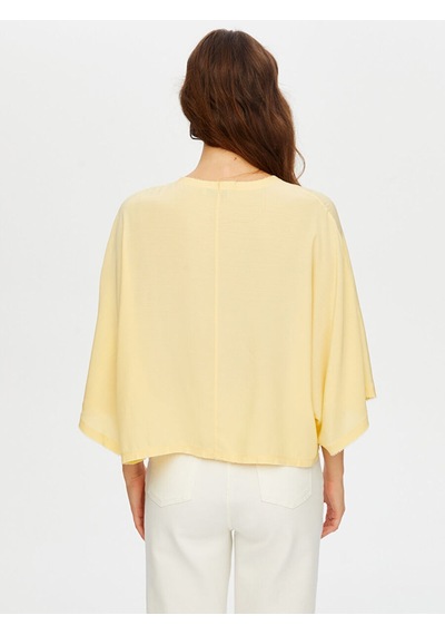 Faik Sönmez Gold Düğme Detaylı Dökümlü Rayon Bluz W26blz006 Uw26blz00660 Sarı