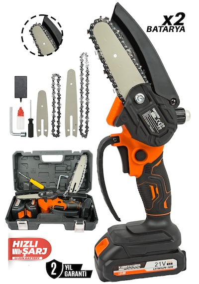 Kimmeer Plus Profesonel Metal Dişli 18v 1.5ah Şarjlı Dal Budama Testeresi