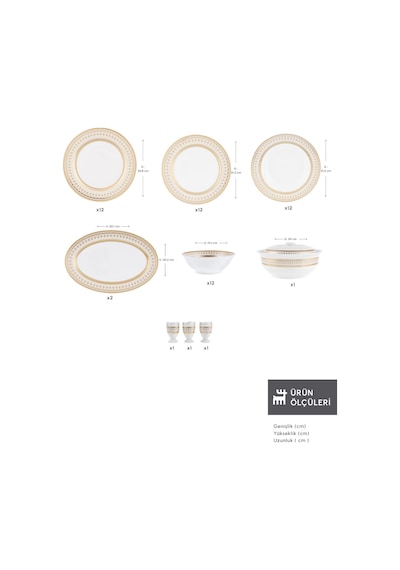 Emsan Empire Bone Imperial 55 Parça 12 Kişilik Yemek Takımı Gold Altın