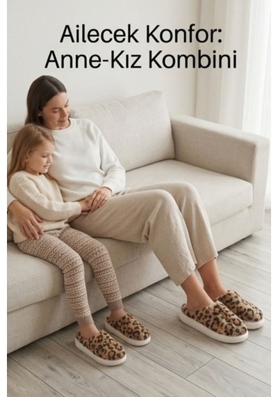 Unisex Hafif Ve Yumuşak Peluş Kaymaz Taban Anne Çocuk Misafir Leopar Desenli Ev Terliği 5808 Kahverengi Unisex Hafif Ve Yumuşak Peluş Kaymaz Taban Anne Çocuk Misafir Leopar Desenli Ev Terliği 5808 Kahverengi