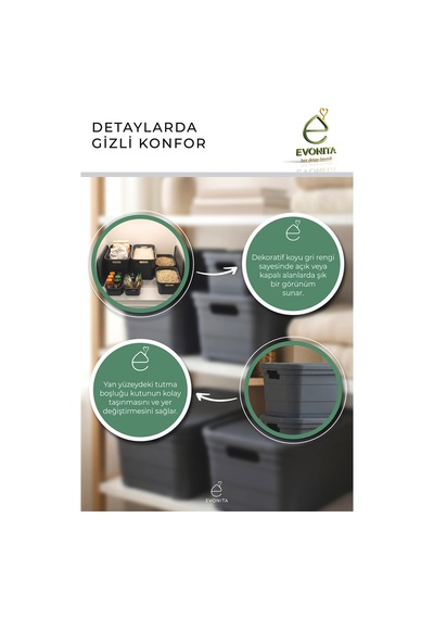 6 Parça Kapaklı Saklama Kutusu Seti Organizer Dolap İçi Düzenleyici Kutu 2x2.8lt 2x8.2lt 2x10.8 Lt Renkli