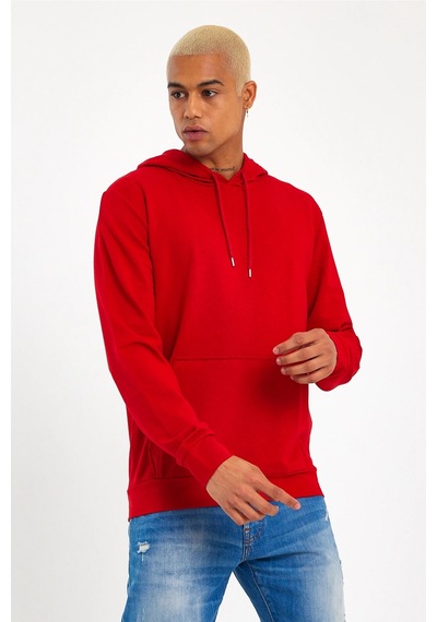 Süperlife Erkek Kapşonlu Regular Fit İnce Sweatshirt Spr 20k55 Kırmızı