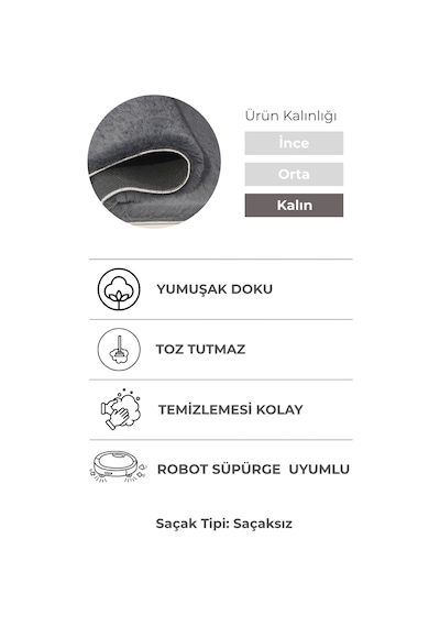Yüksek Kalite Ekstra Yumuşak Kaymaz Özel Tabanlı Tavşan Peluş Halı Antrasit