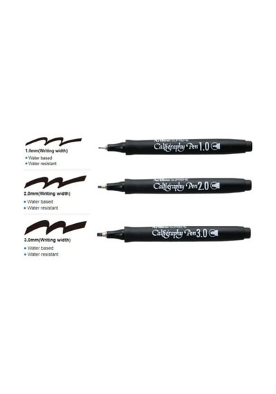 Artline Ergoline Kaligrafi Kalemi Siyah 3'lü Takım, 1.0-2.0-3.0 Mm